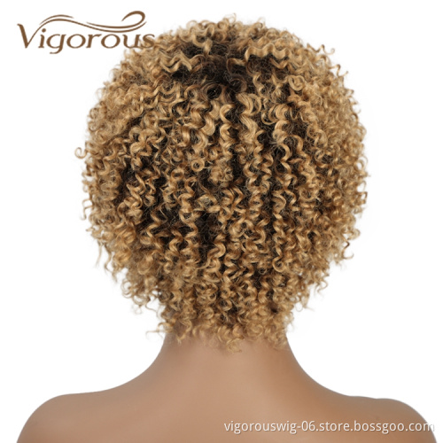 Wholesale Cheap Afro 100% Human Hair Brazilian With Bang Ombre Brown Natural Cuticle Aligned Deep Wave Curly Bob Closure Wig